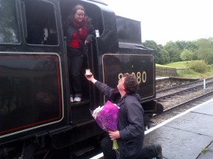 It didn't happen like this at all, we had the cab to ourselves and it was a Deltic. Still, you get the idea.